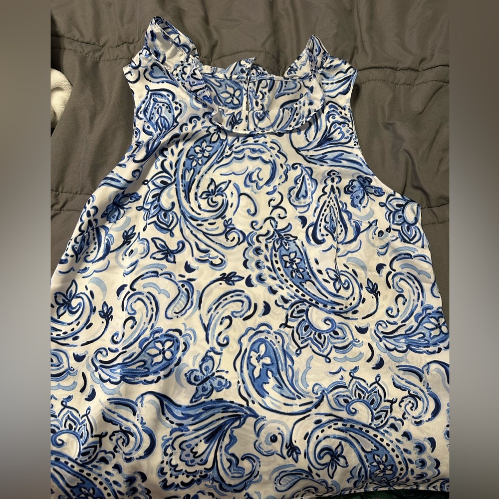 Blue and white Talbots blouse
